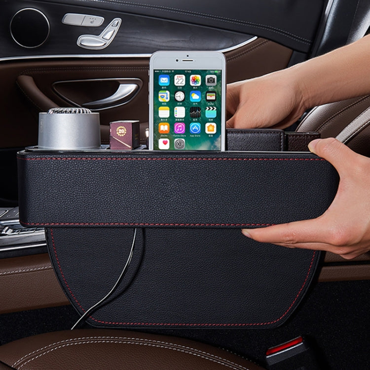 Console di ricarica rapida wireless multifunzionale per auto Scatola in pelle PU Portabicchieri Sedile Gap Scatola portaoggetti laterale, Wireless Fast Charge (Black), Wireless Fast Charge (Beige), Wireless Fast Charge (Brown)