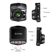 Scudo di registrazione singolo per auto da 2,2 pollici 480P Registratore di guida Supporto DVR Monitoraggio parcheggio/Registrazione in loop (Nero), 2.2 inch