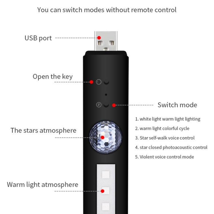 Lampada per atmosfera colorata cielo stellato D88 5V 2.5W per auto senza telecomando, D88 without Remote Control