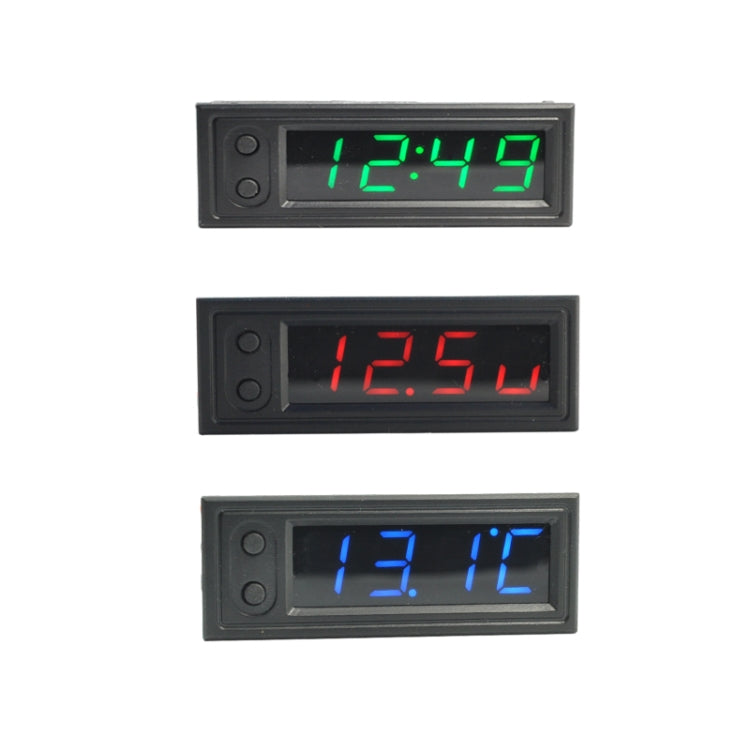 Orologio luminoso elettronico a LED ad alta precisione per auto 3 in 1 + termometro + voltmetro, 3 in 1 Green, 3 in 1 Blue, 3 in 1 Red