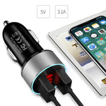 Caricatore doppio USB per auto JMG-C016A 5V 3.1A con display LED, JMG-C016A (Black), JMG-C016A (Gold), JMG-C016A (Blue), JMG-C016A (Red), JMG-C016A (Silver)