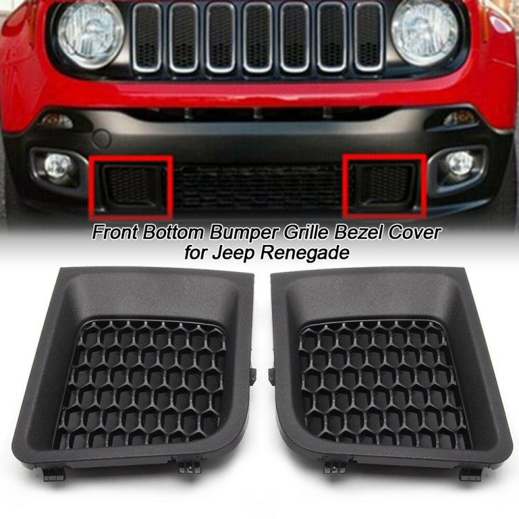 2 pezzi di copertura della cornice della griglia inferiore del paraurti anteriore sinistro + destro per Jeep Renegade, Left + Right