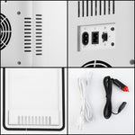 Mini frigorifero per auto/casa con pannello in vetro temperato da 8 litri 37-48 W, 8L US Plug(Gold), 8L US Plug(Silver)