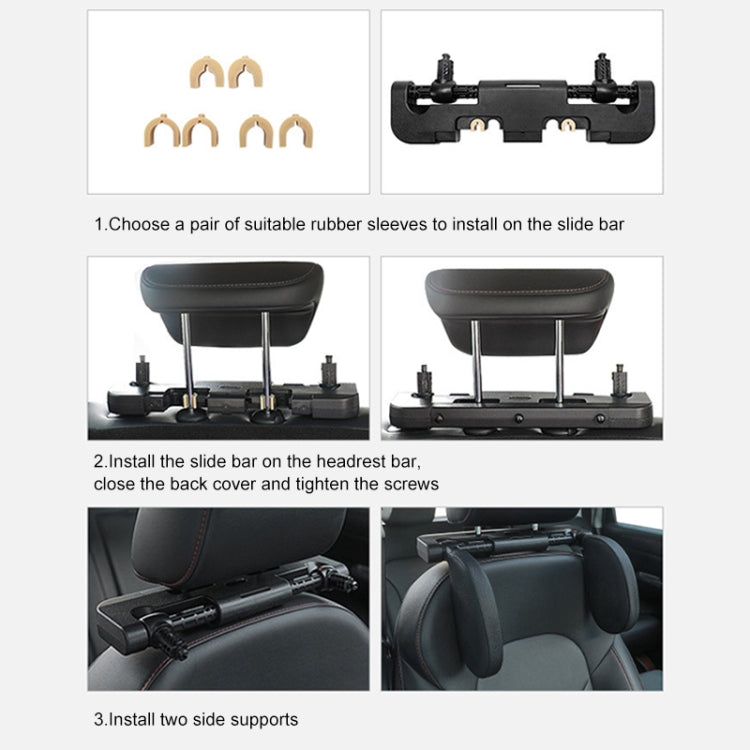 Cuscino del sedile con cuscino per poggiatesta in memory foam a forma di U regolabile per auto A02, A02 (Black), A02 (Beige)