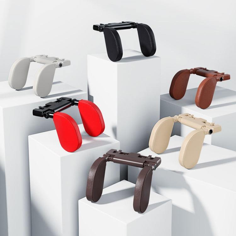 A05 Cuscino del sedile regolabile per poggiatesta in memory foam a forma di U per auto con gancio e supporto per cellulare, A05 (Beige), A05 (Brown), A05 (Red), A05 (Grey), A05 (Black), A05 (Coffee)