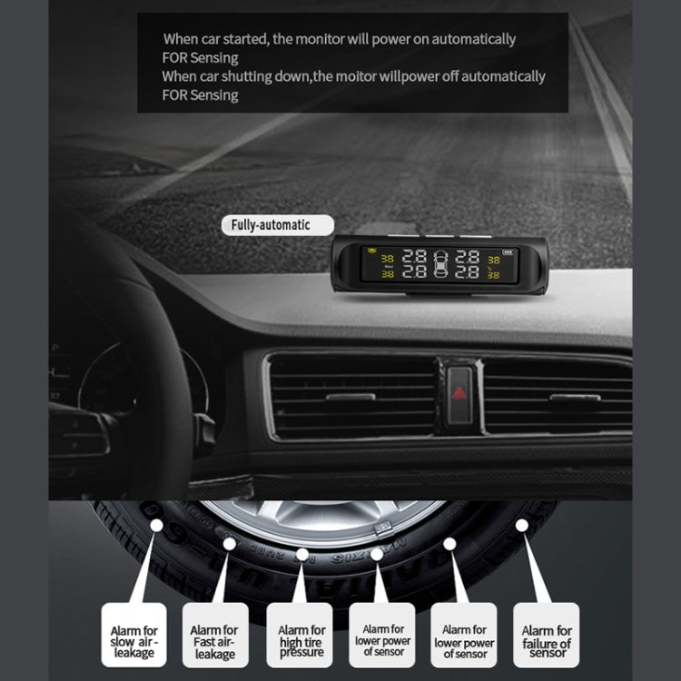 YB-Q0248 Rilevatore di monitoraggio della pressione dei pneumatici esterno solare wireless per auto universale, YB-Q0248