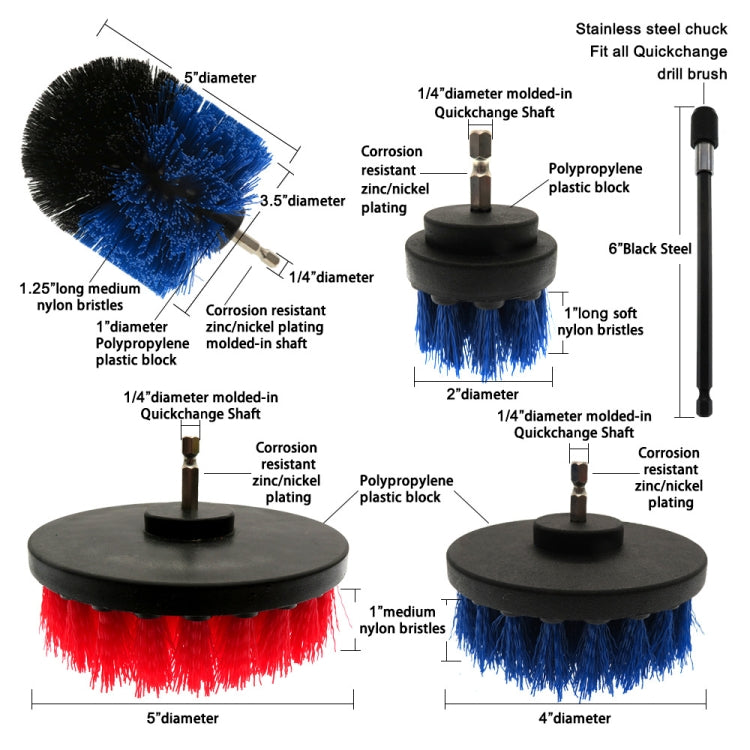 Set di testine per spazzole per trapano elettrico disincrostanti per la pulizia dei vetri delle finestre 4 in 1, consegna casuale dei colori, 4 in 1