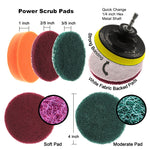 Set di testine per spazzole per trapano elettrico disincrostanti per la pulizia dei vetri delle finestre 4 in 1, consegna casuale dei colori, 4 in 1