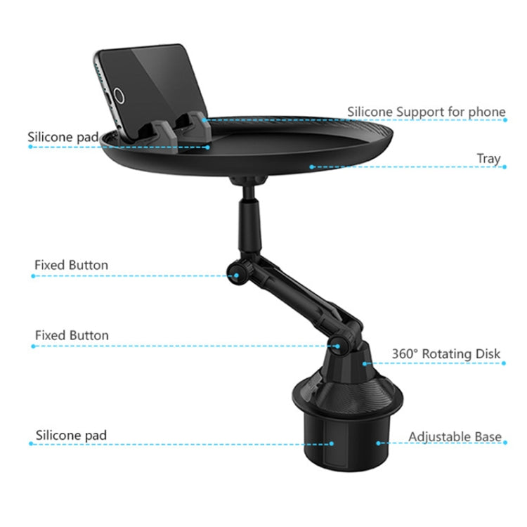 Tavolo multifunzione portabicchieri auto con supporto smartphone