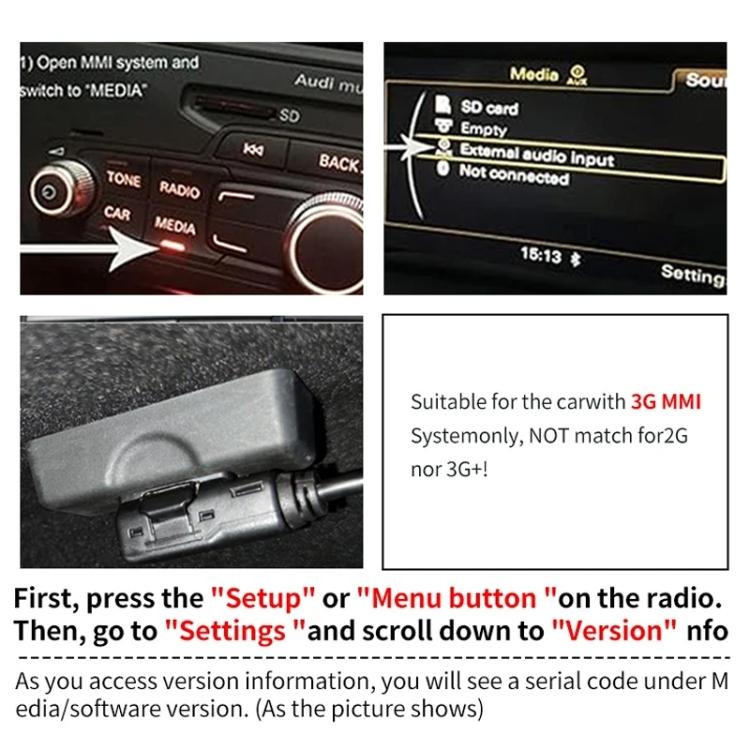 Auto MMI 3G + AMI Multimedia Bluetooth Musica AUX Cavo audio + MICROFONO per Audi Q5 A5 A7 R7 S5 Q7 A6L A8L A4L, For Audi Q5 A5 A7