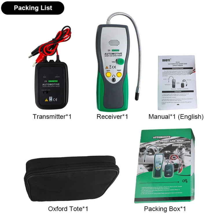 DUOYI DY25 Auto Tester Cavo Cortocircuito e Circuito Aperto Tester Tracer Diagnostica Tone Line Finder, DY25