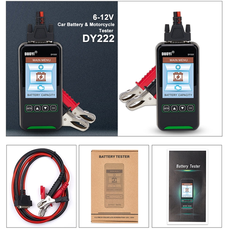 Tester per batteria per auto DUOYI DY222 12V / 24V, DY222