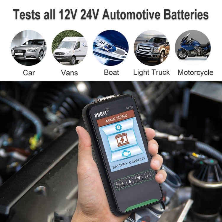 Tester per batteria per auto DUOYI DY222 12V / 24V, DY222