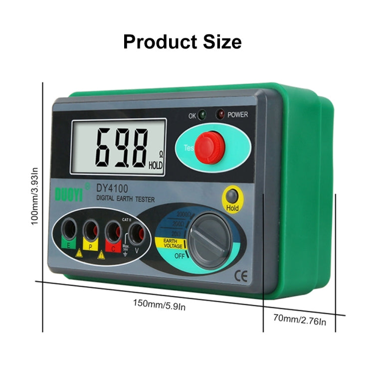 Tester di resistenza del misuratore di resistenza di terra digitale ad alta precisione DUOYI DY4100, DY4100