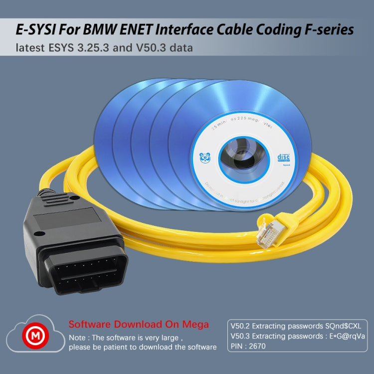 ESYS ENET per ICOM BMW Serie F con un set completo di CD V50.3 Cavo nascosto per spazzole per auto, Car Brush Hidden Cable
