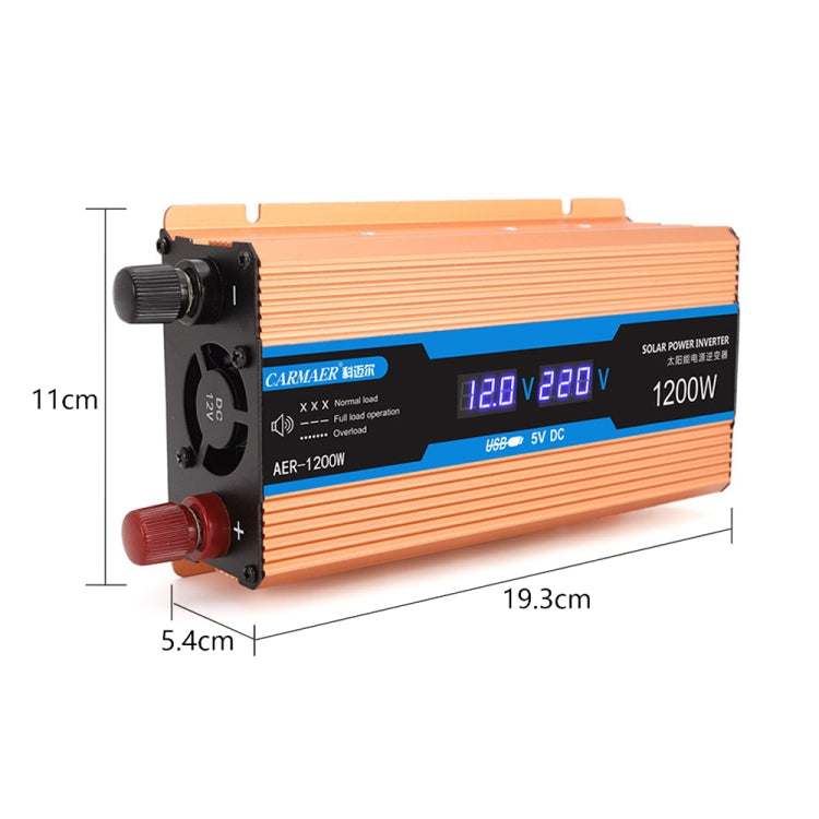 Carmaer Convertitore di potenza per uso domestico con doppio display digitale multifunzione per auto da 48 V a 220 V 1200 W, 48V to 220V 1200W