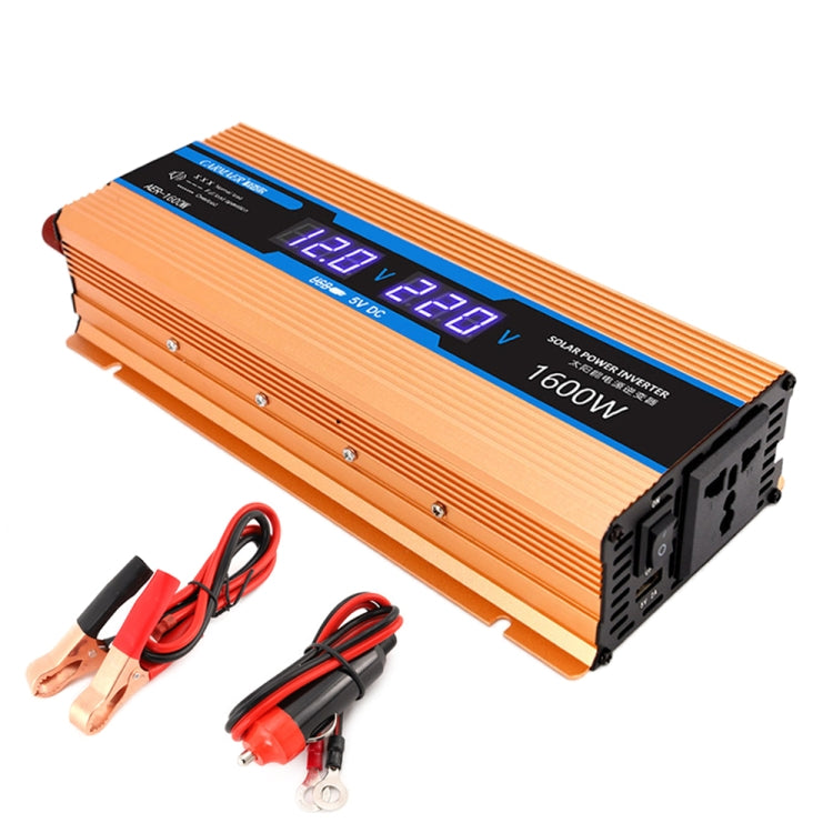 Carmaer Convertitore di potenza per uso domestico con doppio display digitale multifunzione per auto da 12V a 220V 1600W, 12V to 220V 1600W