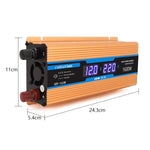 Carmaer Convertitore di potenza per uso domestico con doppio display digitale multifunzione per auto da 12V a 220V 1600W, 12V to 220V 1600W