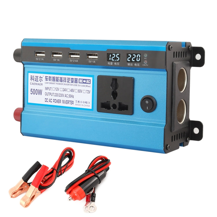 Carmaer Convertitore di potenza per uso domestico con doppio display digitale per accendisigari doppio da 12V a 220V 500W, 12V to 220V 500W