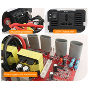 Carmaer Convertitore di potenza per uso domestico con doppio display digitale per auto a tre prese da 48 V a 220 V 2200 W, 48V to 220V 2200W