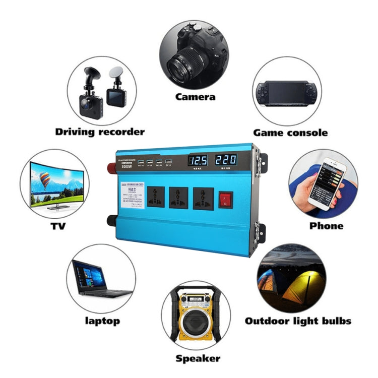 Convertitore di potenza 12V a 220V 3000W con doppio display