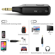 Trasmettitore ricevitore Bluetooth per auto A60 3 in 1 3.5AUX Chiamata in vivavoce, A60