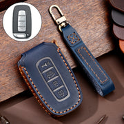 Custodia protettiva per chiave Hallmo in pelle di vacchetta per auto per KIA K2 / K3 / K5 a 4 pulsanti, For KIA K2 / K3 / K5 4-button