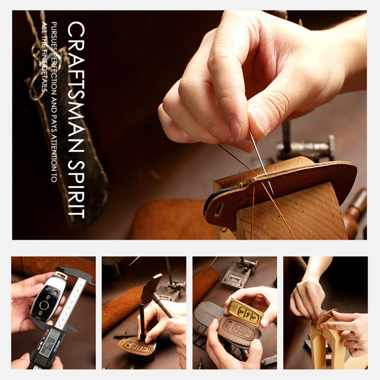 Hallmo Custodia protettiva per chiave in pelle di vacchetta per auto per Hyundai a 4 pulsanti, For Hyundai 4-button Start