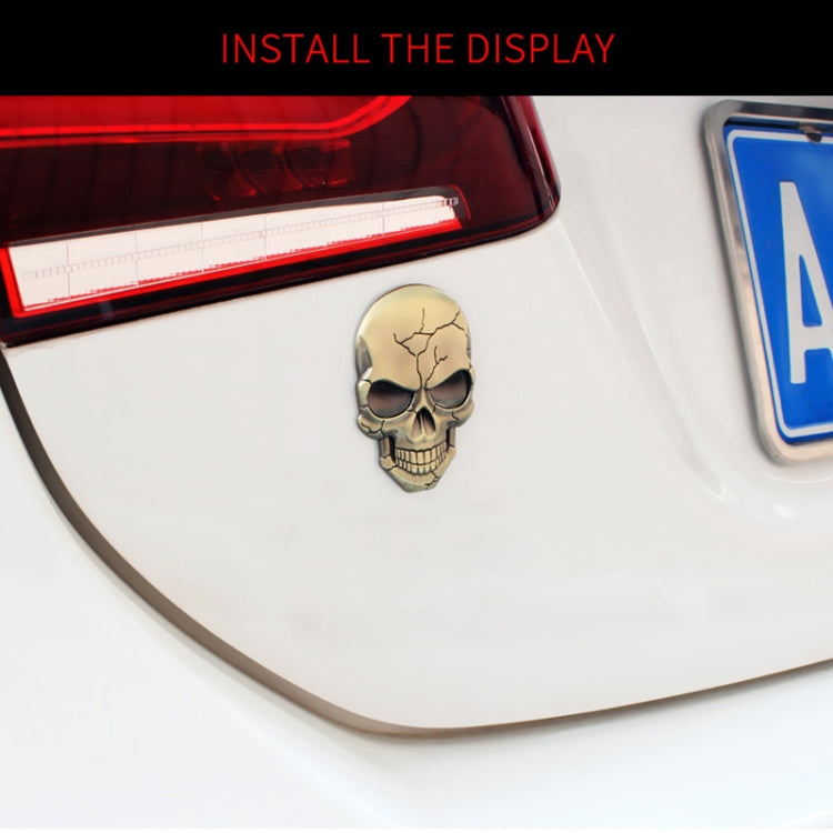 Adesivo per auto in metallo con teschio tridimensionale del diavolo, Bronze, Silver Grey, Titanium Color