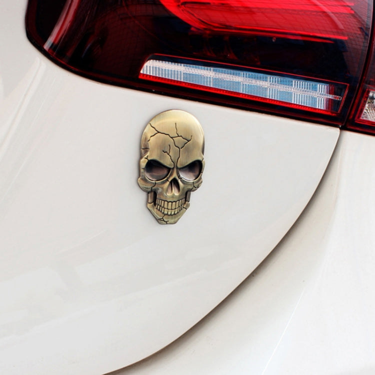 Adesivo per auto in metallo con teschio tridimensionale del diavolo, Bronze, Silver Grey, Titanium Color