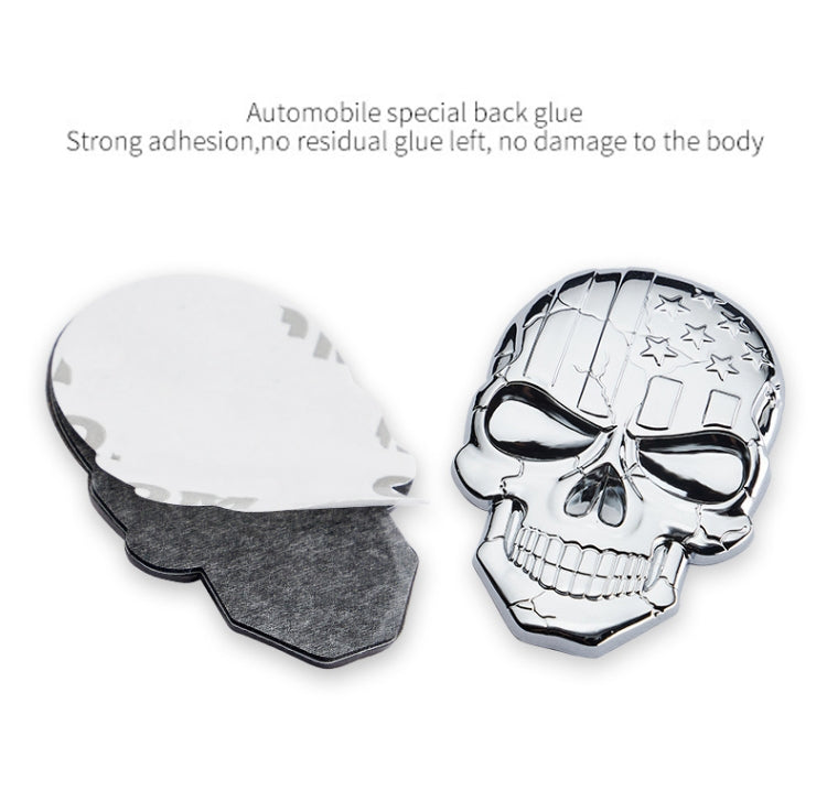 Adesivo per auto con placcatura in metallo tridimensionale del teschio del diavolo, Black, Gun Metal, Plating Bronze, Red, Silver