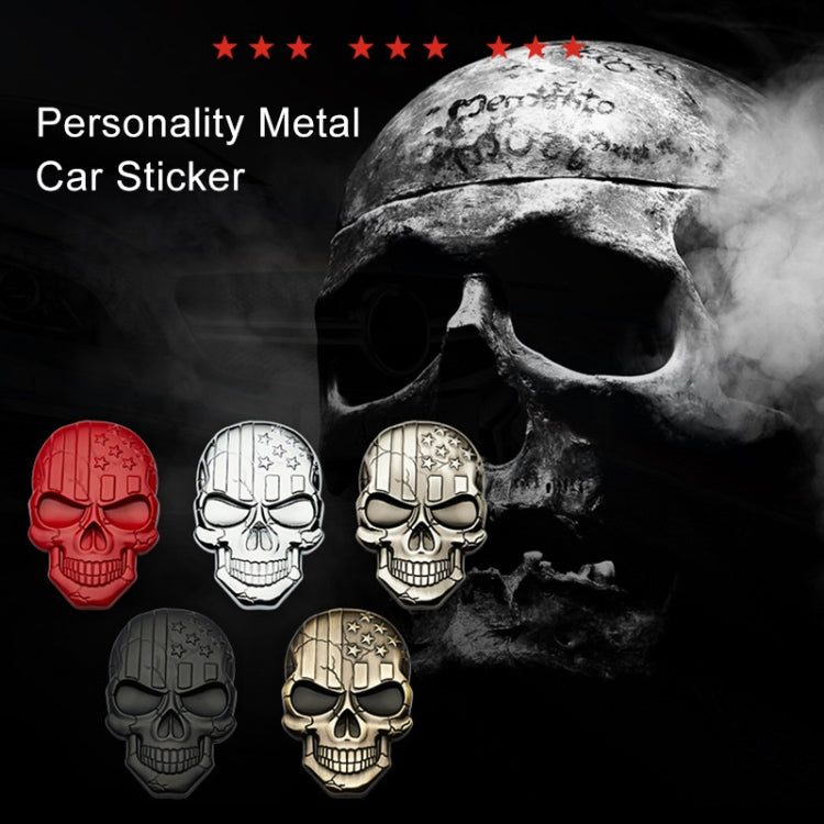 Adesivo per auto con placcatura in metallo tridimensionale del teschio del diavolo, Black, Gun Metal, Plating Bronze, Red, Silver