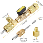 Strumento di installazione per rimozione bobina R410A R22 con porte SAE 1/4 e 5/16 di doppia dimensione, R410A