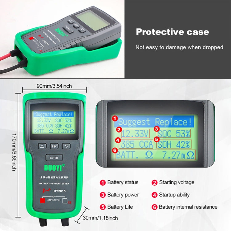 Strumenti diagnostici digitali per tester batteria per auto DUOYI DY2015, DY2015