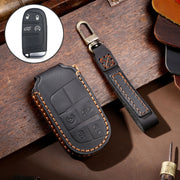 Hallmo Cover protettiva per chiave in vera pelle per auto per Jeep Compass 4 pulsanti, For Jeep Compass 4-button (Black), For Jeep Compass 4-button (Blue), For Jeep Compass 4-button (Brown)