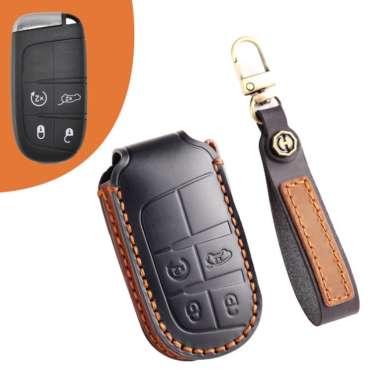 Cover in vera pelle per chiave Jeep Compass 4 pulsanti