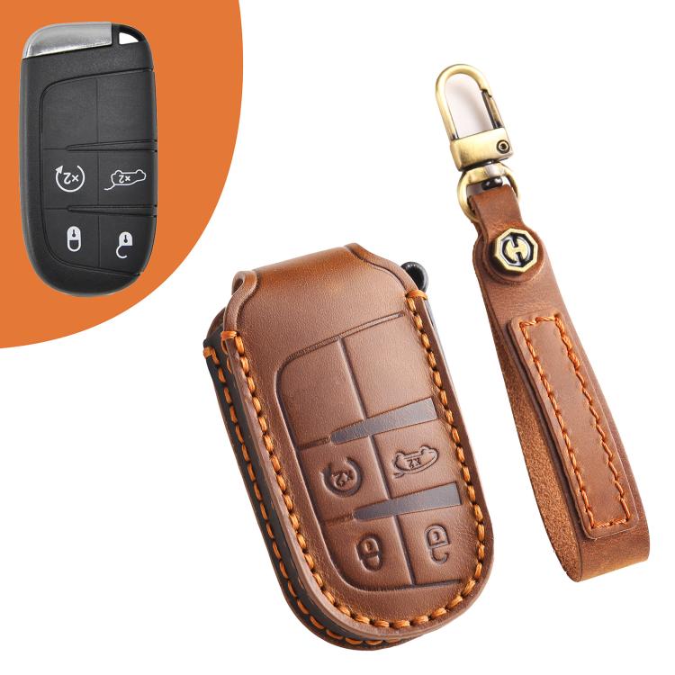Cover in vera pelle per chiave Jeep Compass 4 pulsanti
