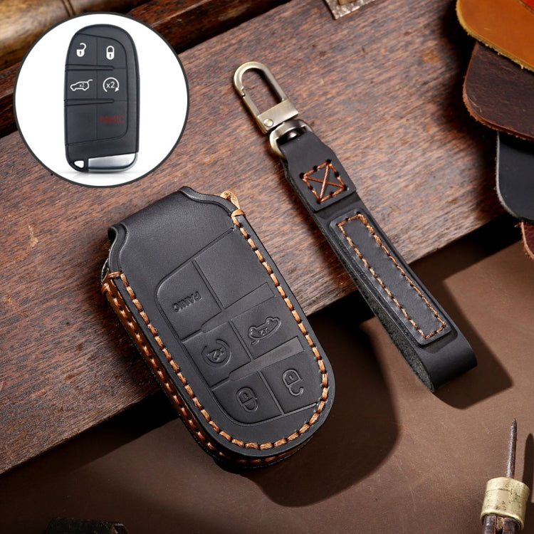 Hallmo Cover protettiva per chiave in vera pelle per auto per Jeep Compass 5 pulsanti, For Jeep Compass 5-button (Black), For Jeep Compass 5-button (Blue), For Jeep Compass 5-button (Brown)