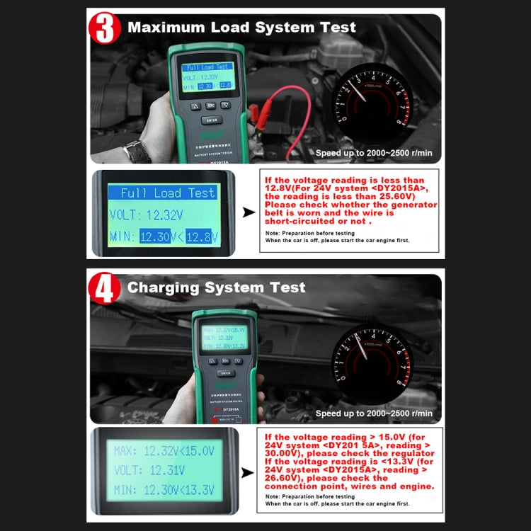 DUOYI DY2015A Auto 12V 24V Digital CCA Carica batteria Tester di capacità digitale, DY2015A