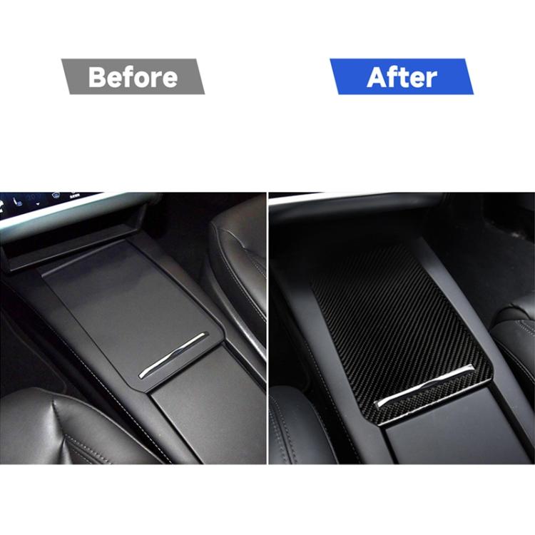 Adesivo decorativo per pannello portaoggetti per auto in fibra di carbonio per Tesla Model X, Storage Box Panel