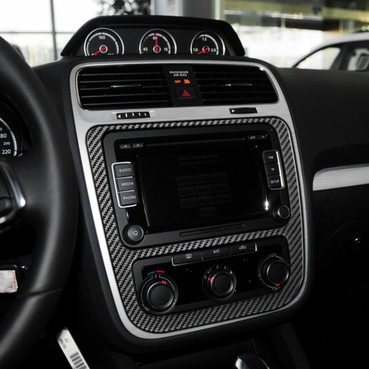Adesivo decorativo per pannello aria condizionata CD per controllo centralizzato auto in fibra di carbonio per Volkswagen Scirocco 2009-2016, guida sinistra e destra universale, Central Control CD Air Conditioning Panel