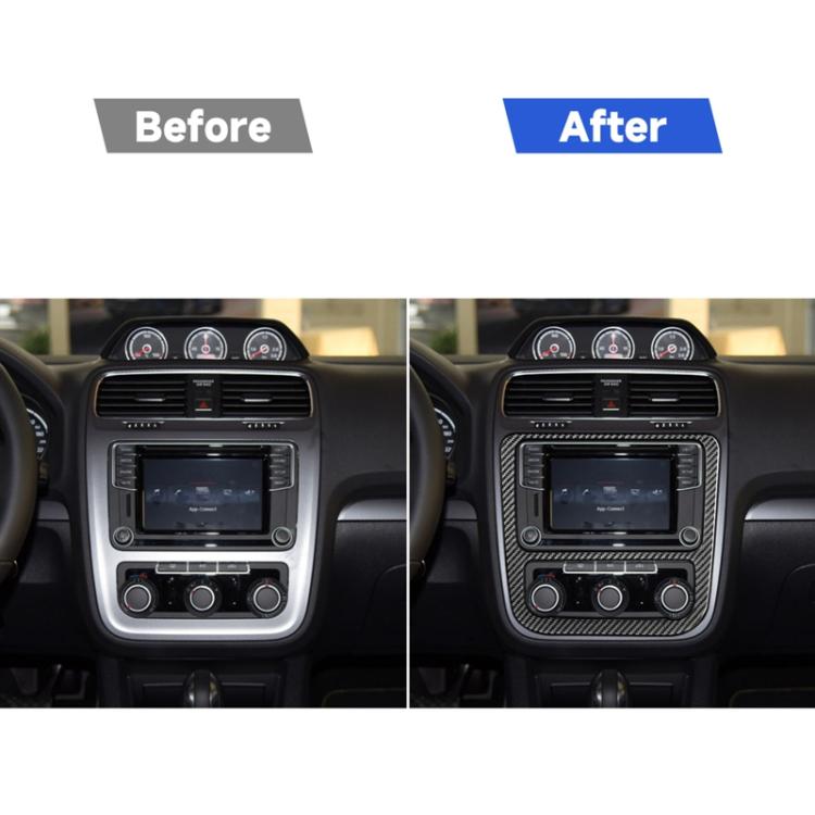 Adesivo decorativo per pannello aria condizionata CD per controllo centralizzato auto in fibra di carbonio per Volkswagen Scirocco 2009-2016, guida sinistra e destra universale, Central Control CD Air Conditioning Panel
