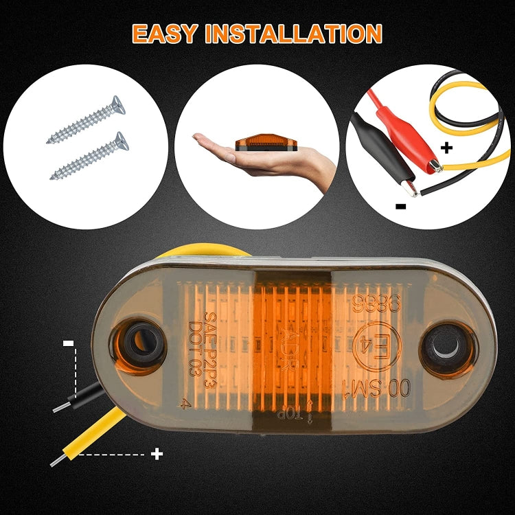 10 pezzi MK-019 Lampada a lampadina per indicatori di posizione laterali a 6 LED per auto/camion, MK-019 (Red Light), MK-019 (White Light), MK-019 (Yellow Light)