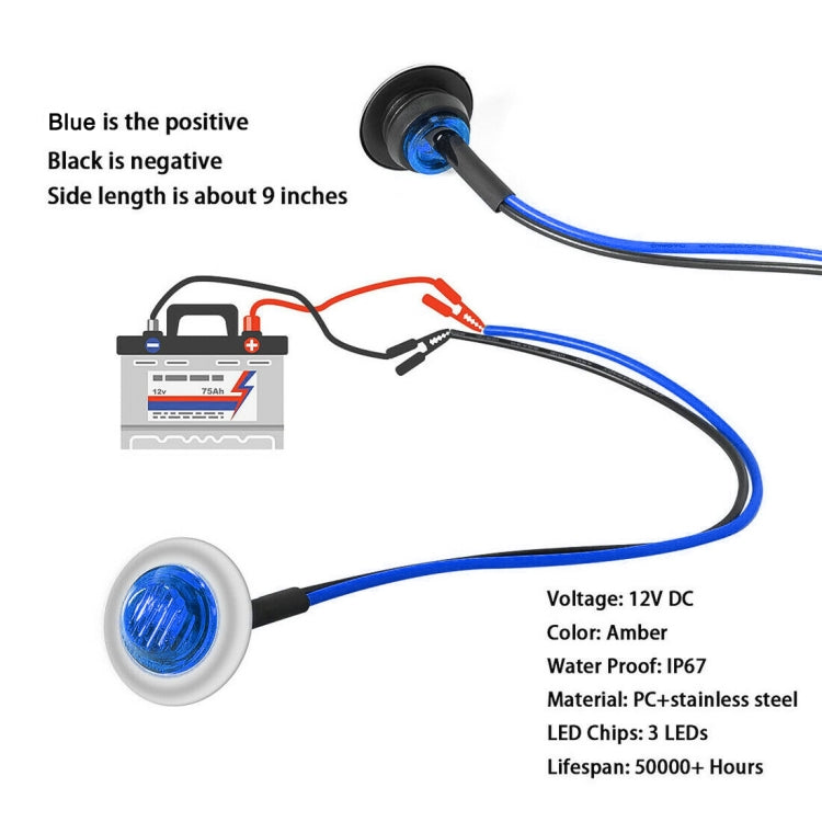 10 pezzi MK-118 3/4 pollici con struttura in metallo per auto/camion 3 LED indicatori di direzione laterali lampada a lampadina, MK-118(Blue Light), MK-118(Green Light), MK-118(Red Light), MK-118(White Light), MK-118 (Yellow Light)