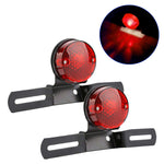 Luce freno rotonda retrò per moto da 2 pezzi con portatarga, Retro Round Brake Light
