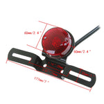 Luce freno rotonda retrò per moto da 2 pezzi con portatarga, Retro Round Brake Light
