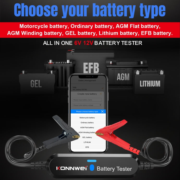 Tester per batteria Bluetooth per auto KONNWEI BK100 X431 BST360, BK100 (Black), BK100