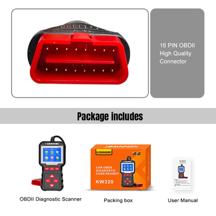 KONNWEI KW320 Strumento di diagnosi guasti OBD2 per auto, KW320