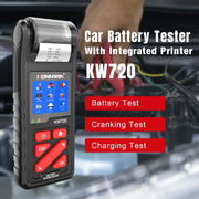 KONNWEI KW720 Tester per batterie al piombo-acido da 3,2 pollici 6V-24V con stampante, KW720