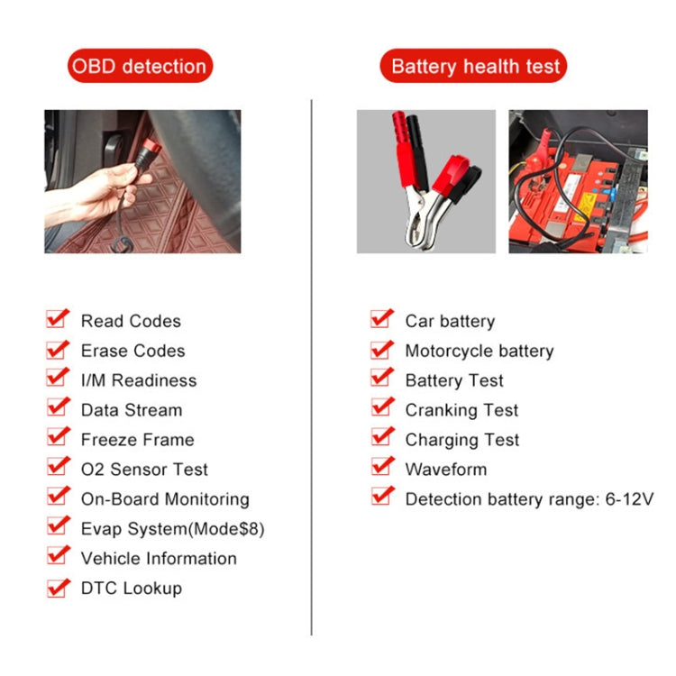 KONNWEI KW870 Diagnosi guasti OBD2 per auto 2 in 1 + Tester batteria, KW870